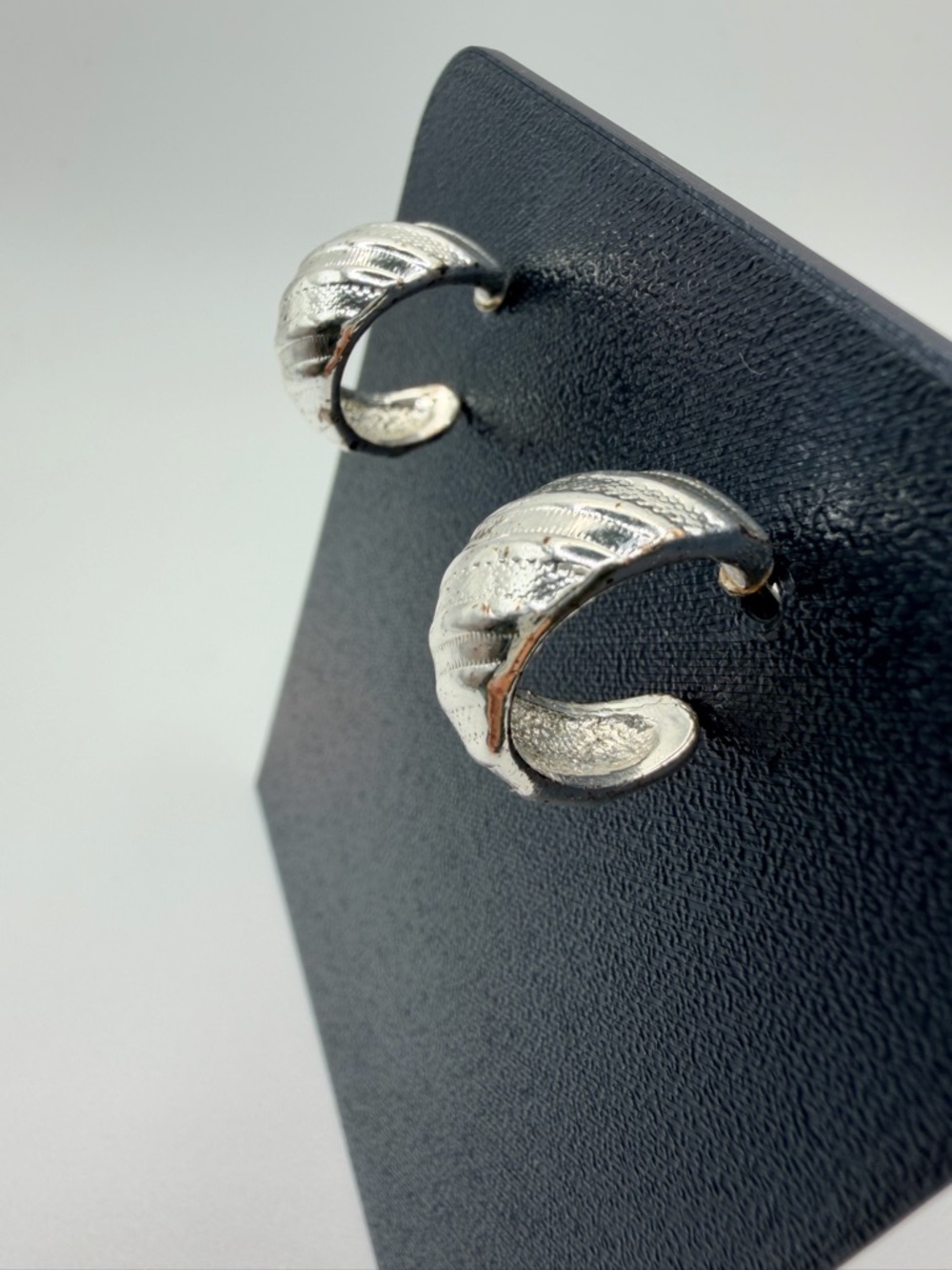 Napier Silver-Tone Textured Hoop Earrings 1/2” x 1/4” pierced ears